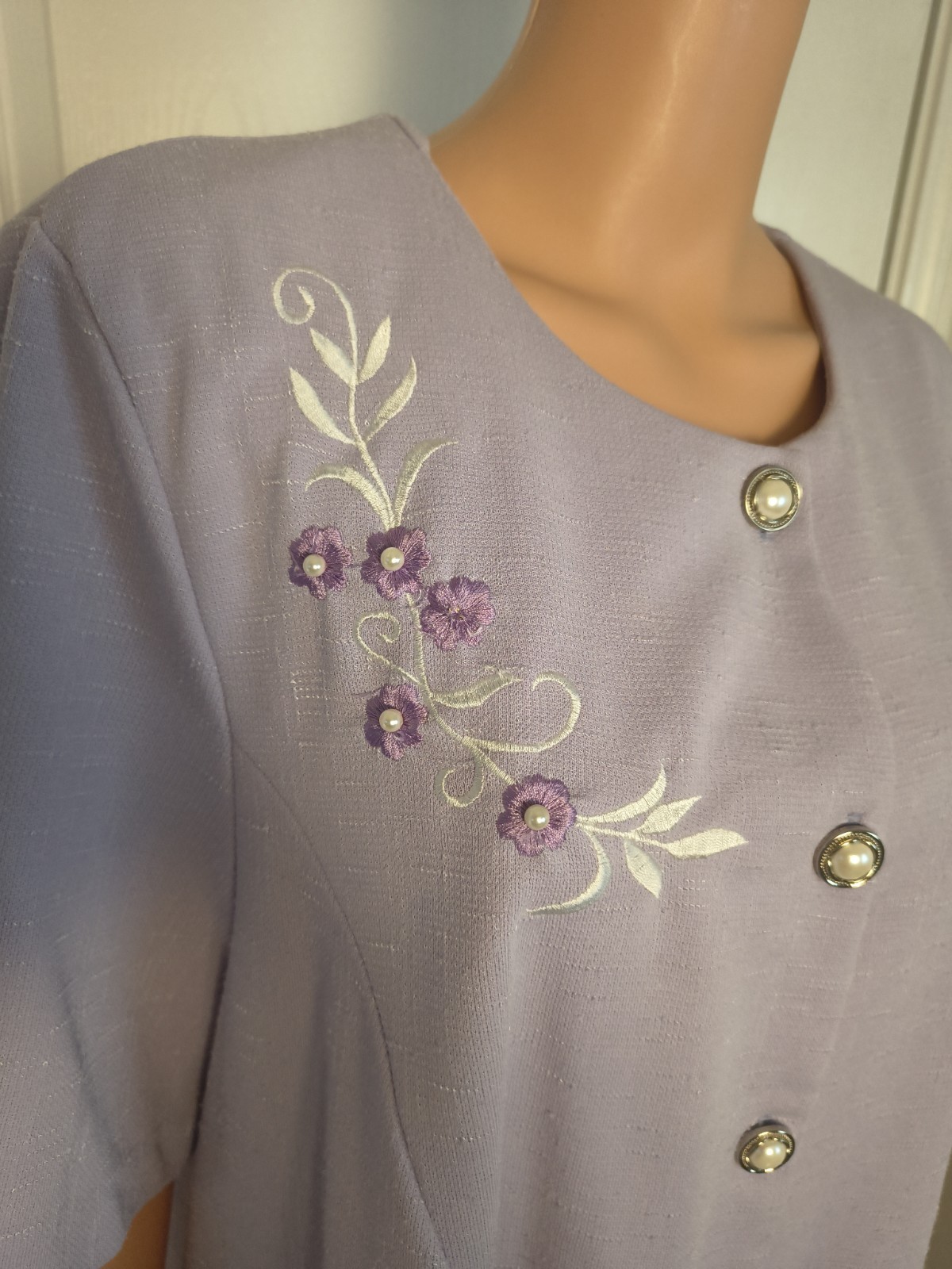 Vintage Lavender Embroidery Top Cottagecore Fairycore Grandmacore Size 22WP -P32
