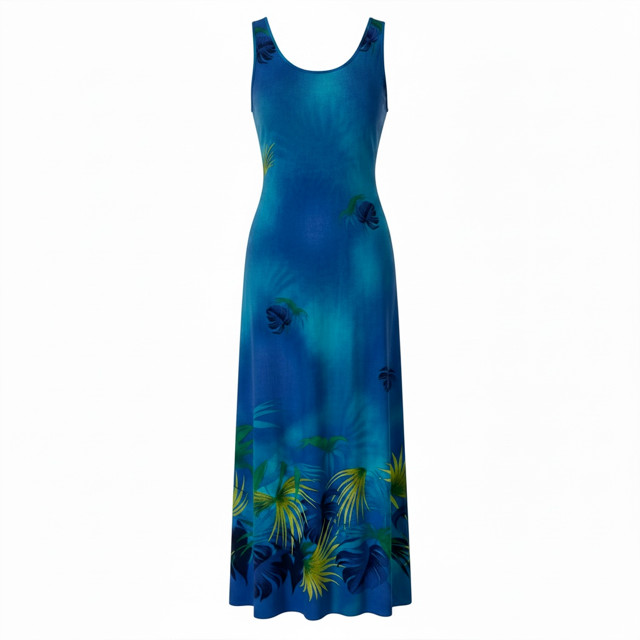 Vintage 80’s Units Side-slit Maxi Tank Hawaiian/Cruze Dress With Matching Blouse