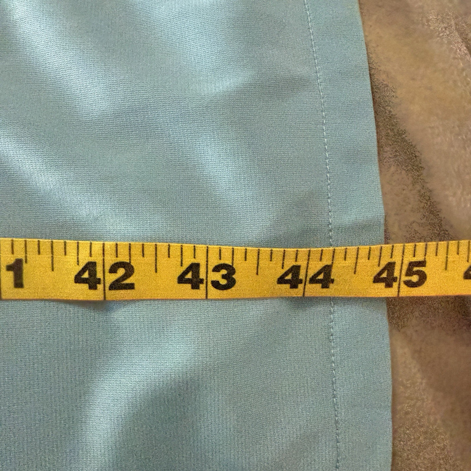 Vintage 70s Blue Housewife Midi Dress Deep Plunge Neckline Wrap Gold Trim S/M**