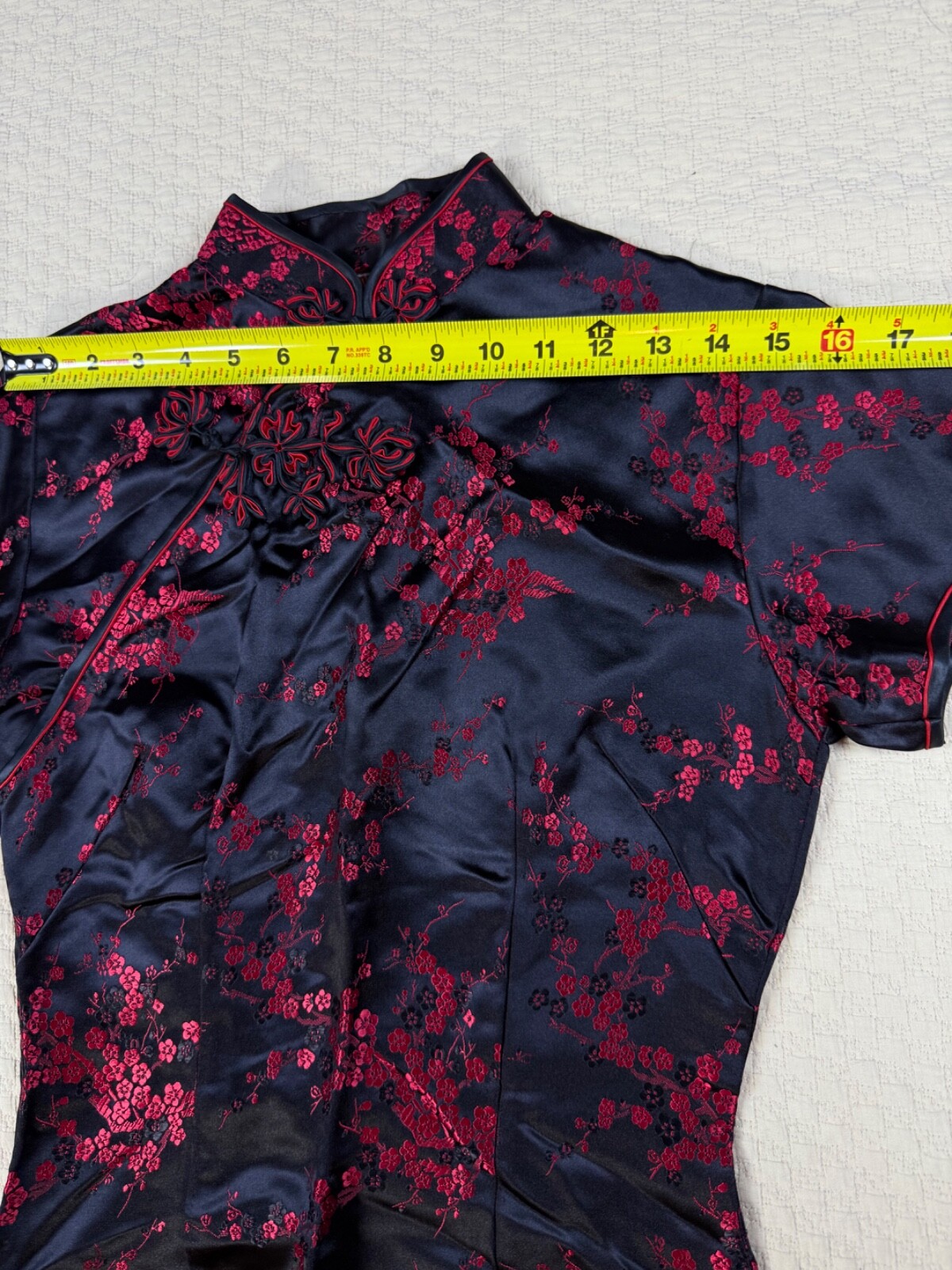 Vintage Traditional Cocktail Dress 1970s Asian | Black and Red | Size 36 Small