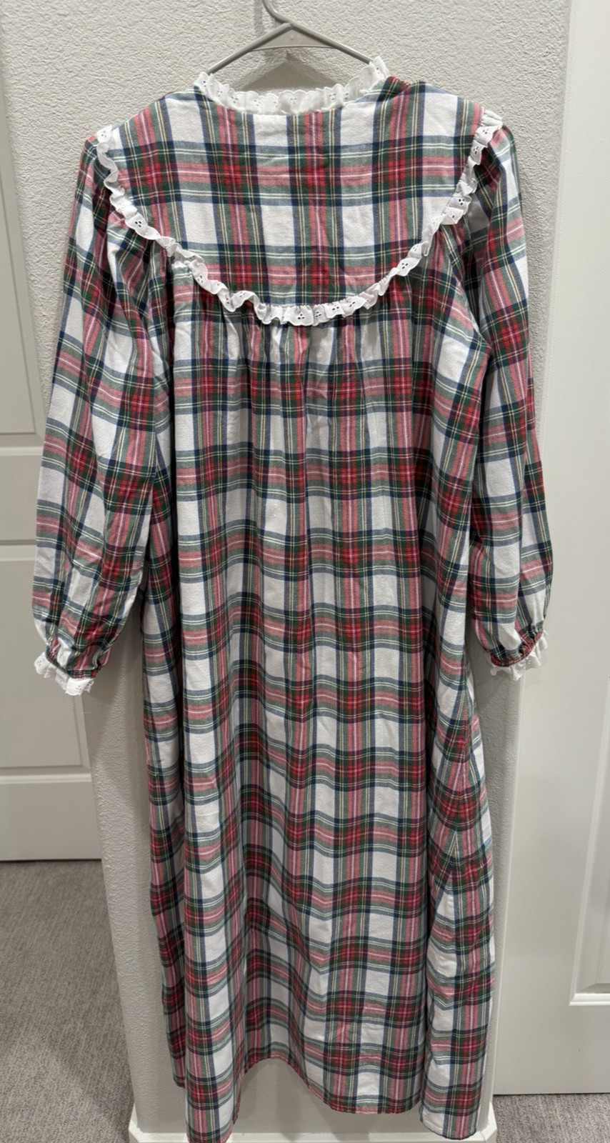 Vintage Lanz of Salzburg Plaid Pullover Nightgown Made With Love in USA M