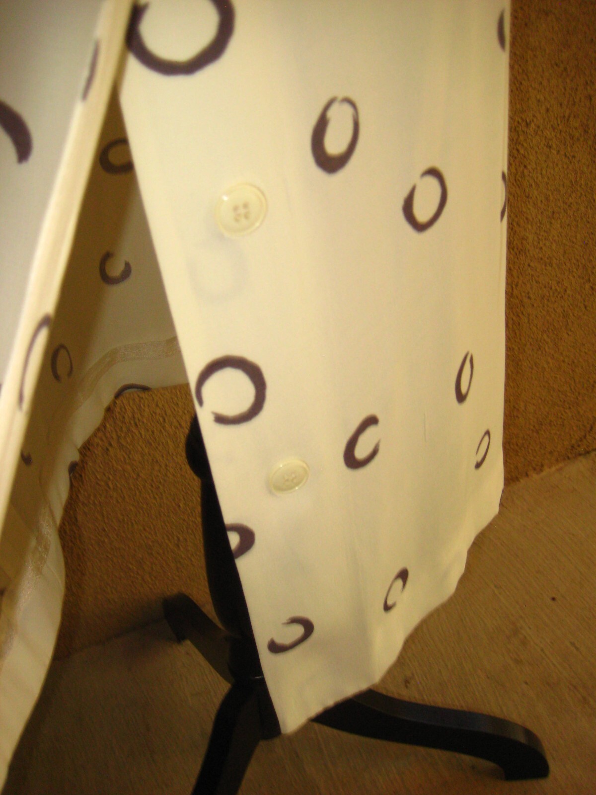 Vintage Warren Z I Magnin 80 cream abstract circles padded shoulder sheath dress