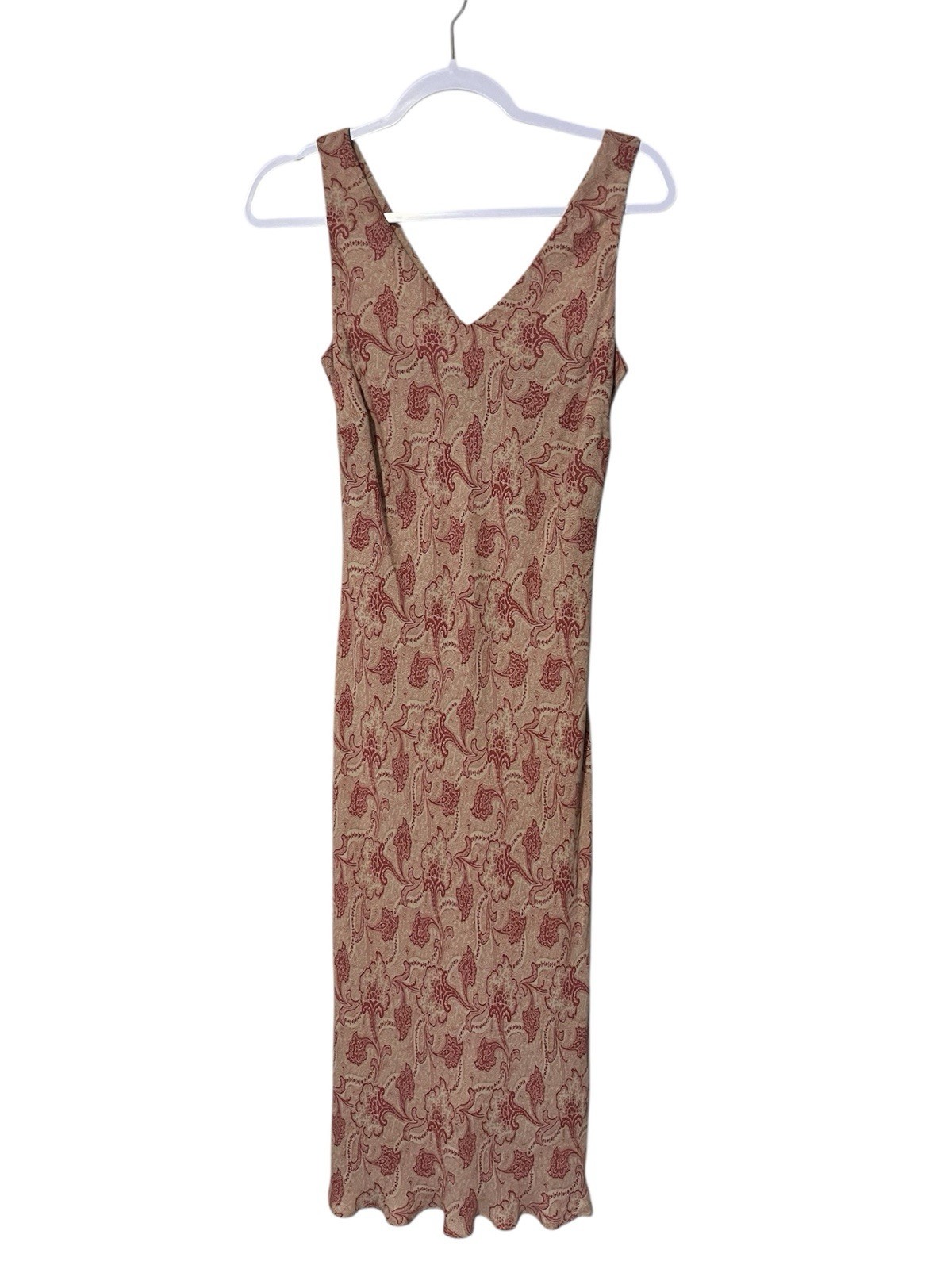 Vintage 90’s Ralph Lauren Paisley Print Midi Dress Size 6 Body Silk Lining Poly