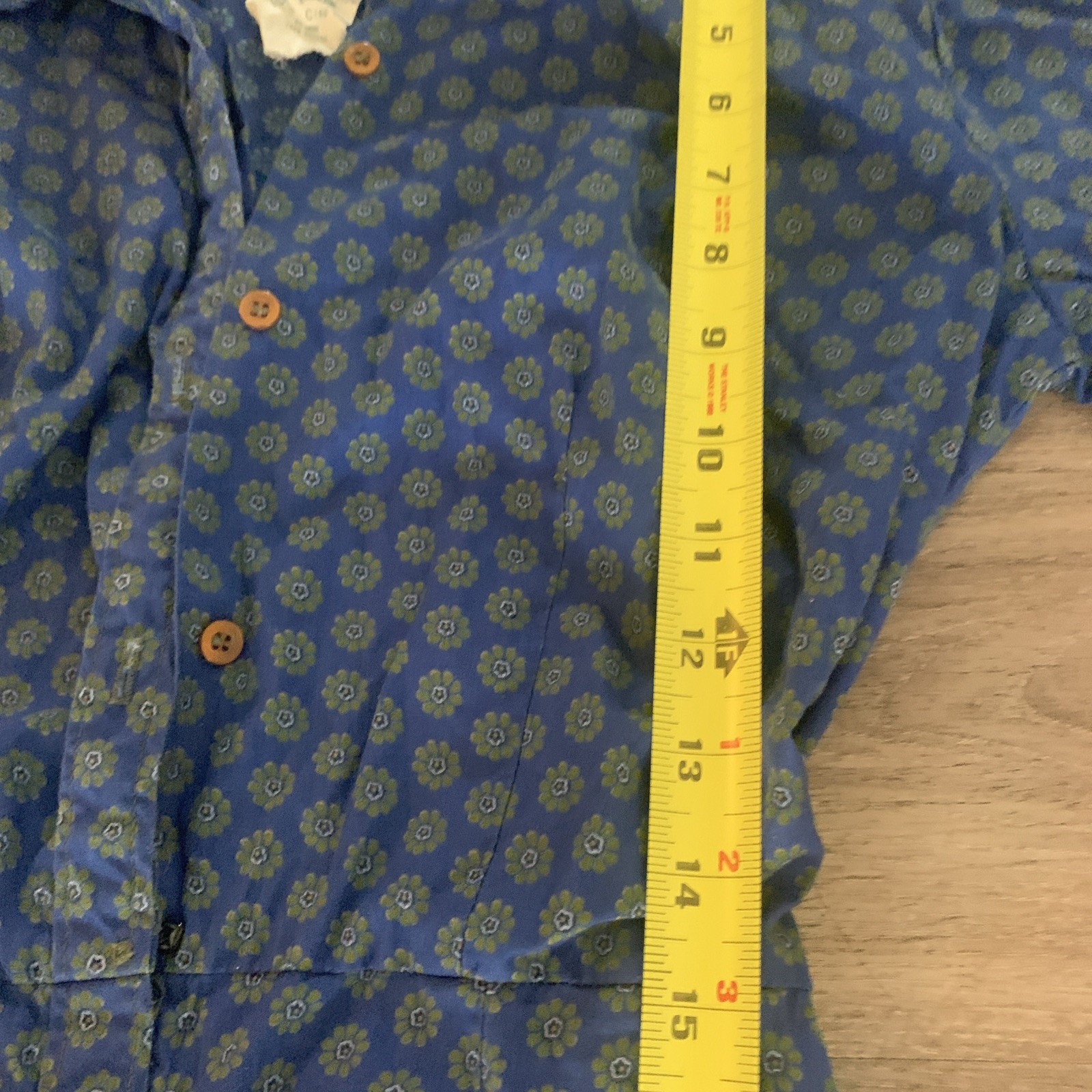 VTG 50s? Pat Perkins House Dress Blue Green Flowers Size 14 (Small)