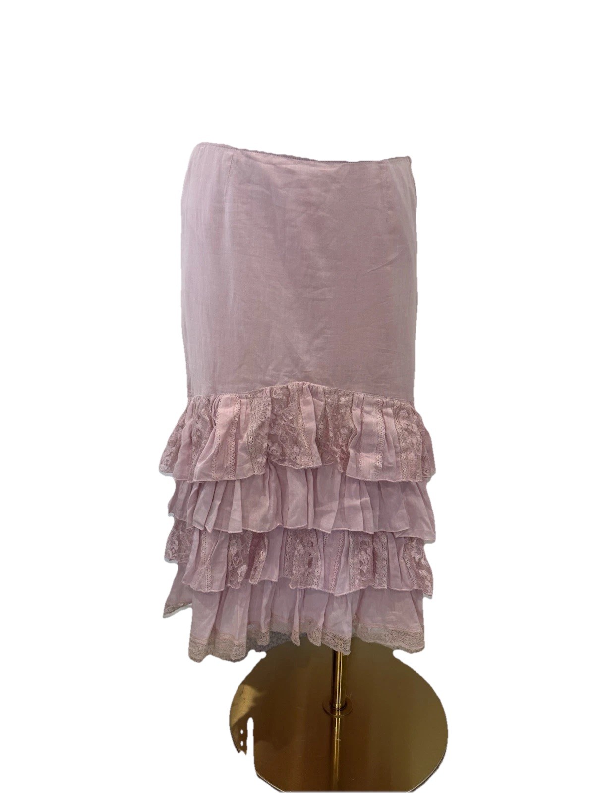 Vintage Y2K Windsor Pink lLace Ruffle Whimsical Fairy Skirt Cotton Size Small