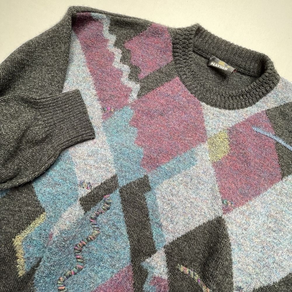 VTG Mayser Multicolor Geometric Sweater Women’s Large Wool Alpaca Mohair Blend