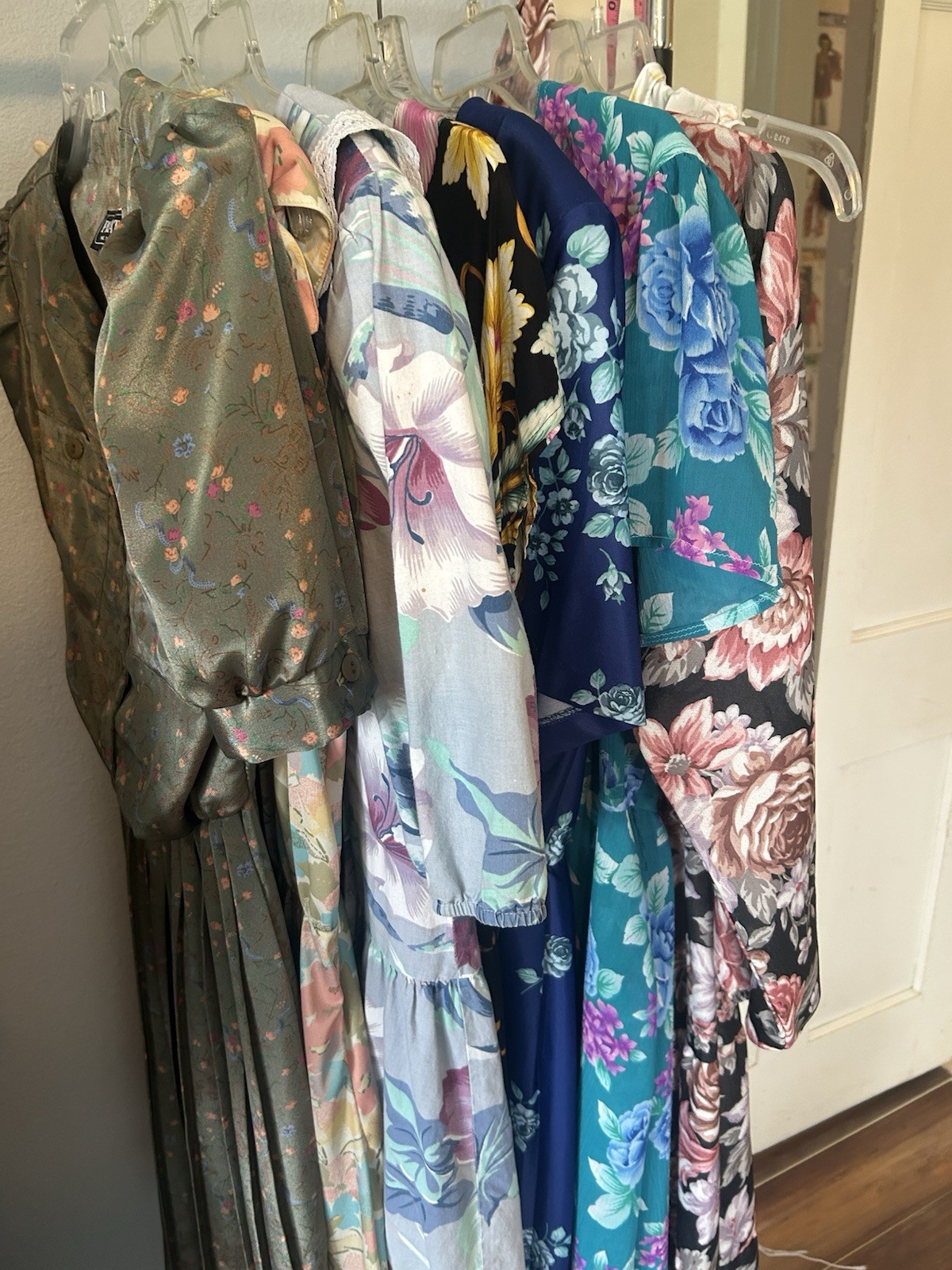 Vintage Dress Lot 8 Dresses Florals S M L XL 1980s 1990s Secretary Dresses As Is