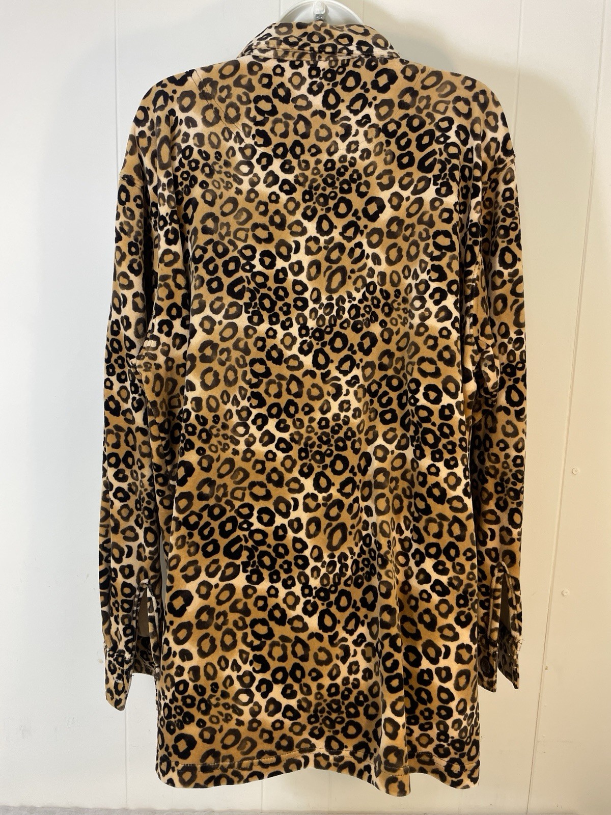 Vtg Velour Cheetah Shirt sweater Animal Print Bechamel XL Button shirt top jacke