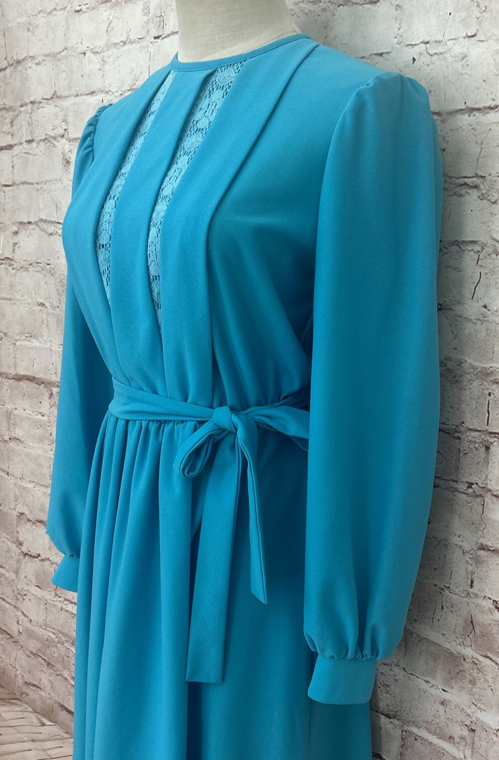 Cathy Sue Dress 10 Vintage 70’s Secretary Tie Waist MIDI Geek Nerd Librarian