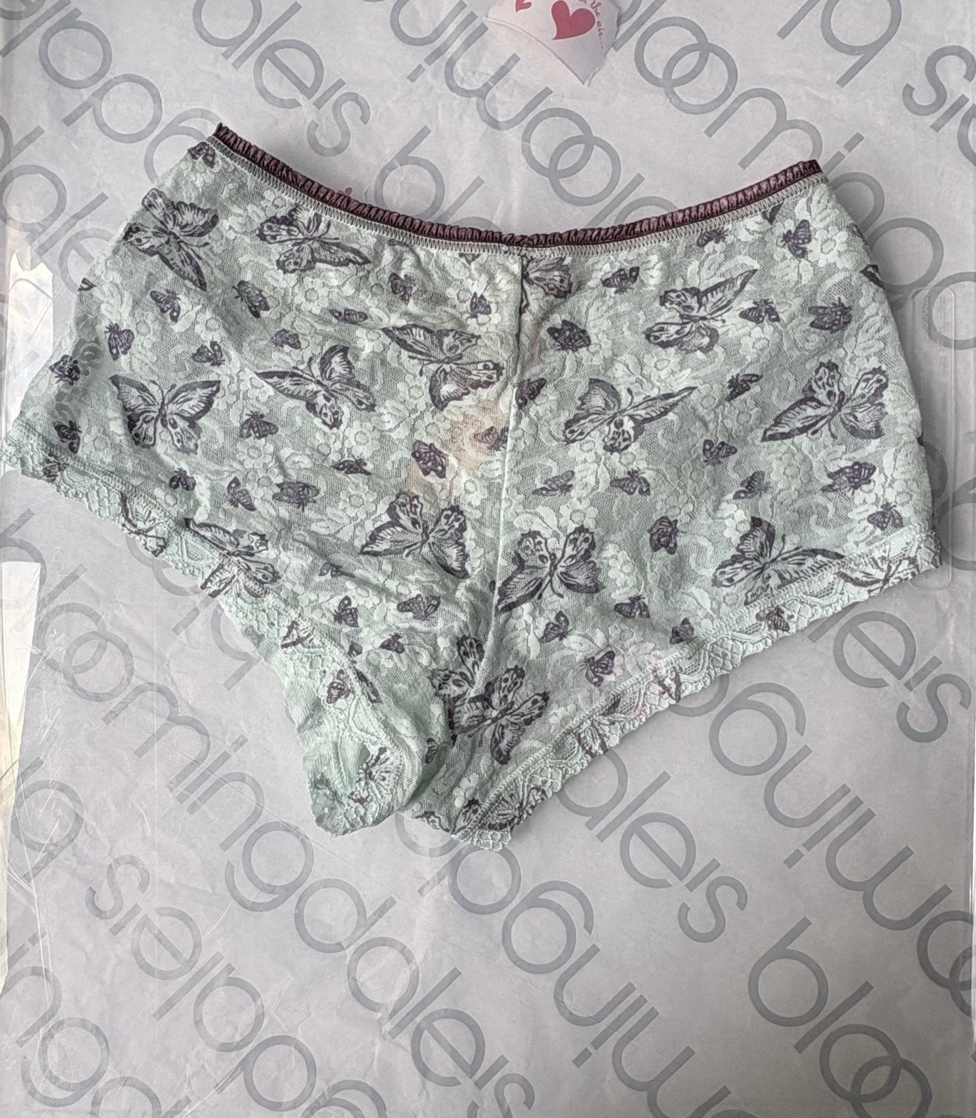 VTG Victoria’s Secret lace Hiphugger with Novelty Print(butterfly)Satin Trim Y2K