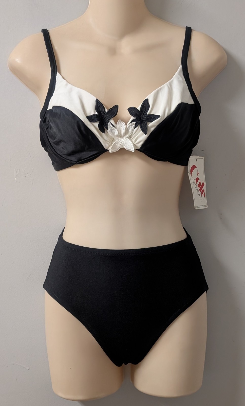 Cole Of California Bikini Vintage 80’s Rare Dead Stock B&W NWT S