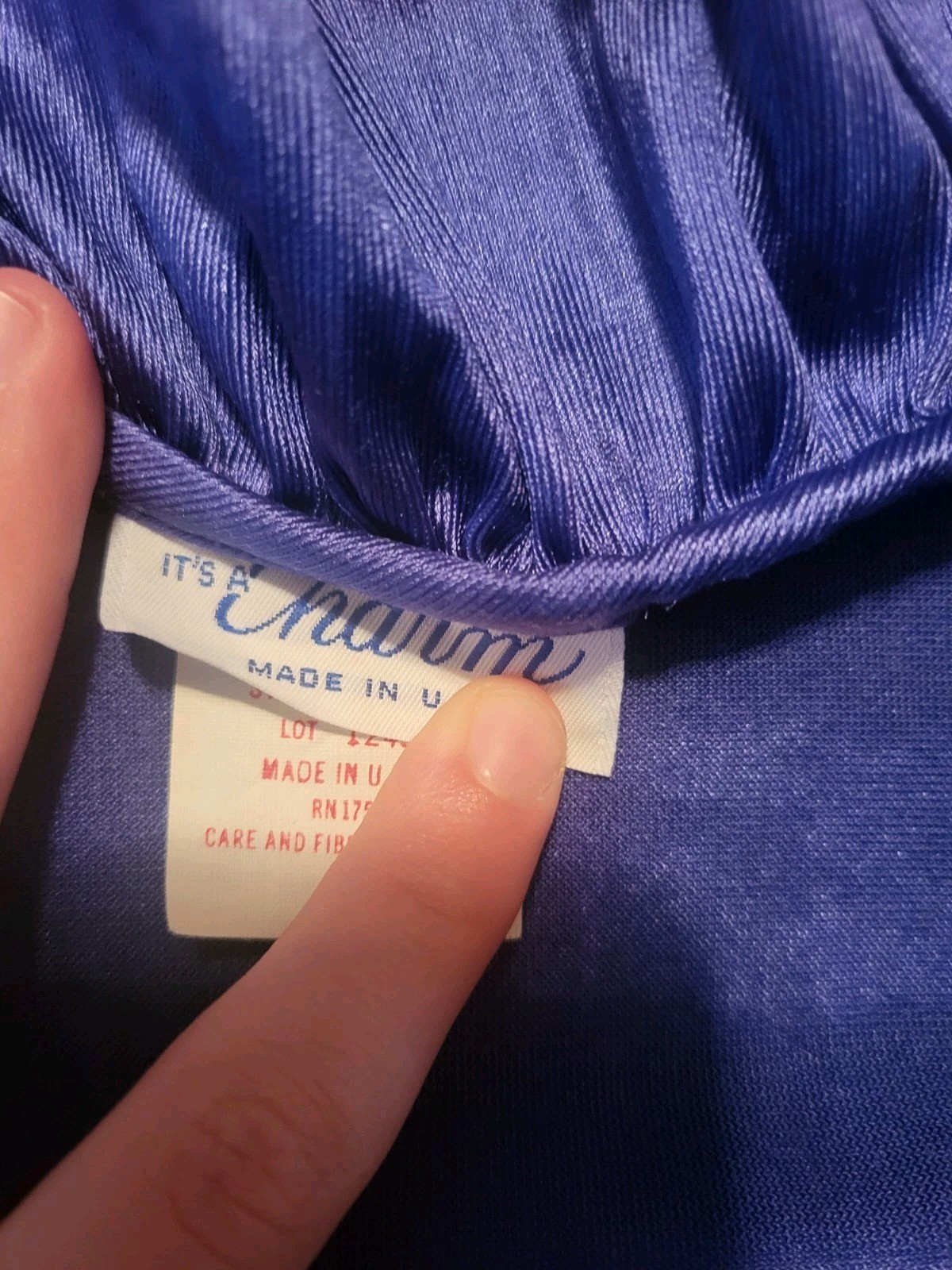 Vintage blue nightgown womens L It’s a Charm retro nightie winter dark blue