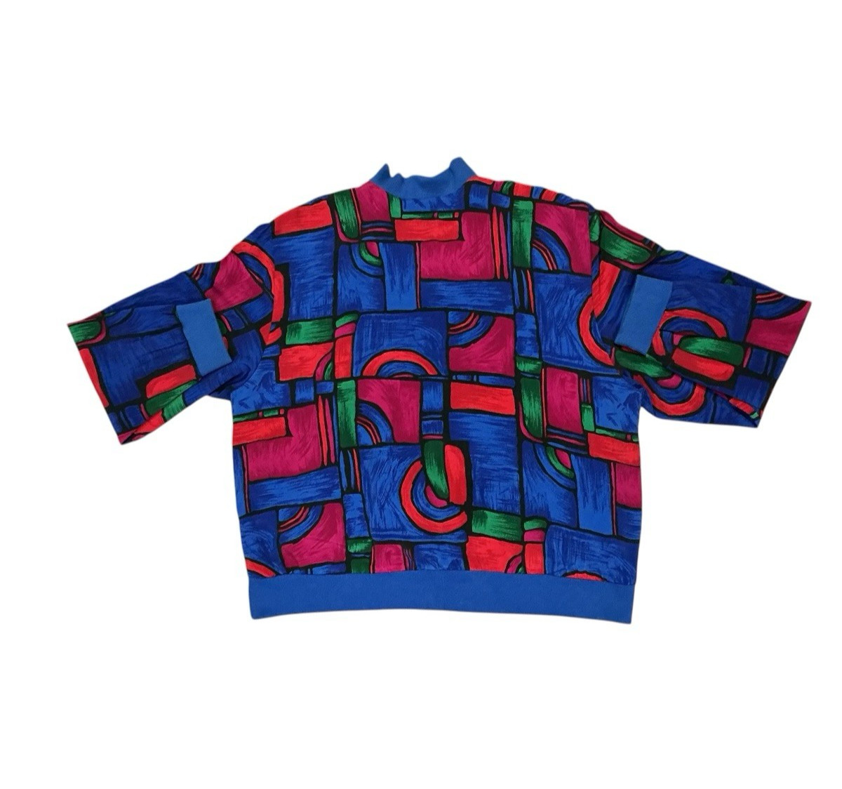 Vintage 80s Teddi Abstract Geometric Bomber Jacket Colorful Retro Art Print L