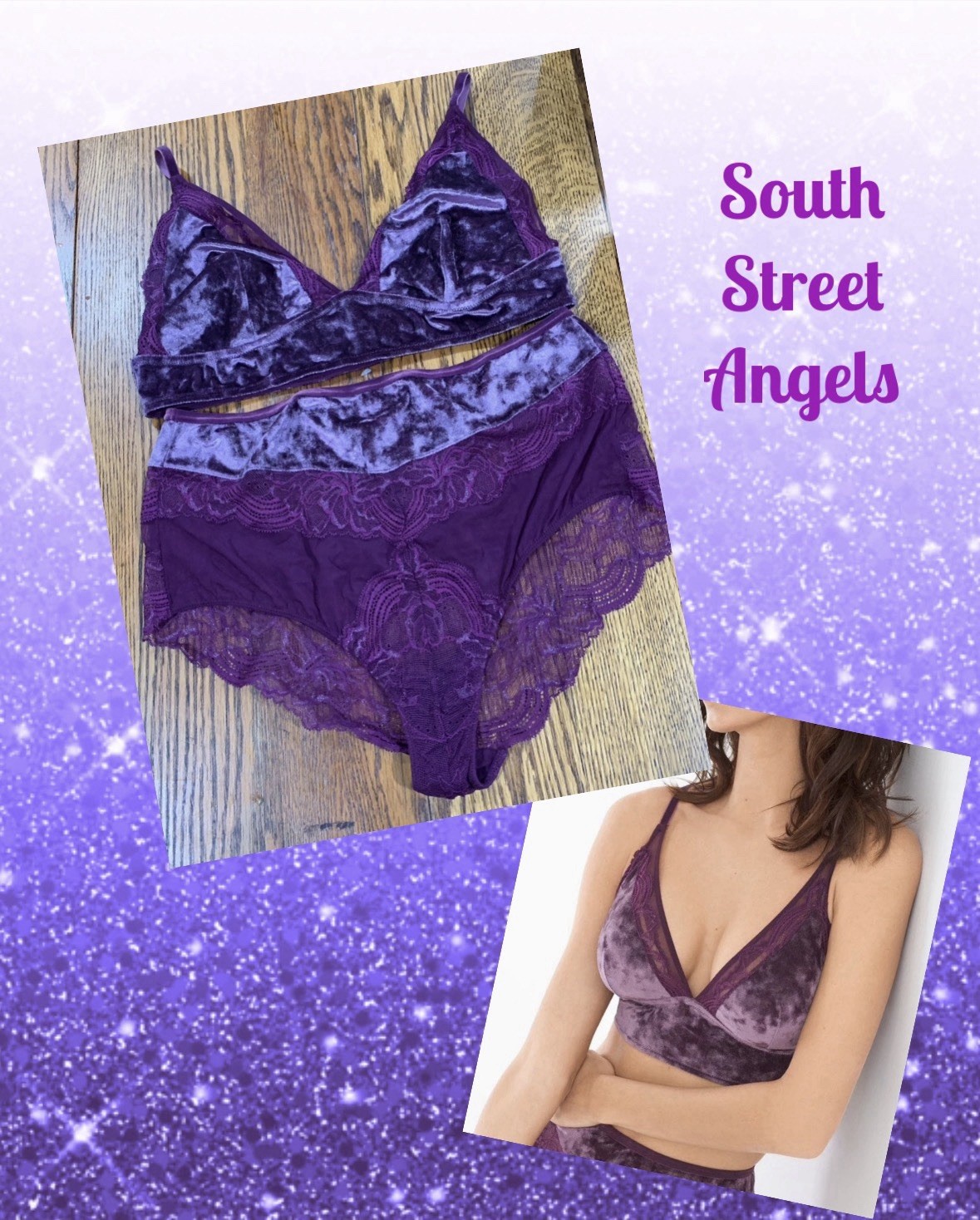 VINTAGE SOMA BORDEAUX LIMITED EDITION VELVET ILLUSION BRALETTE & PANTY SET XL