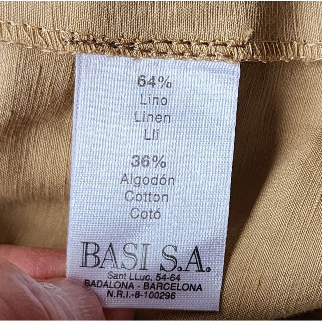 Armand Basi Vintage Linen Cotton Skirt Suit Tan Khaki Made in Spain Size 40 S 6
