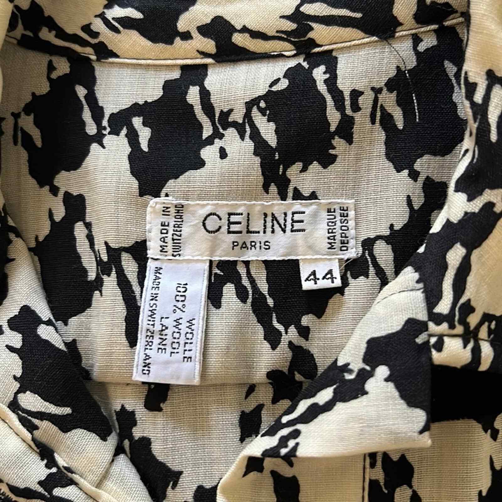 Vintage Celine Paris 80’s Houndstooth Puff Sleeve Dress Classic Designer