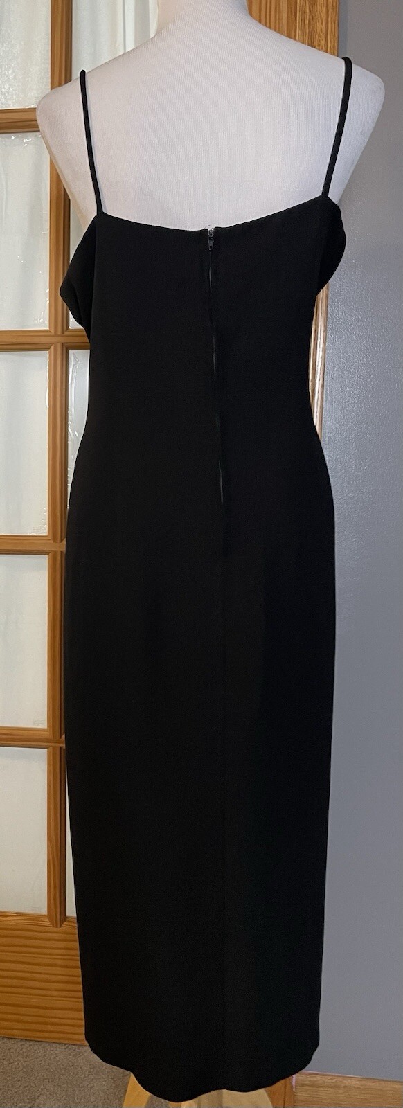 70s Formal Slip Midi Dress 2XL Black Eveningwear Whimsigoth Minimalist Cocktail