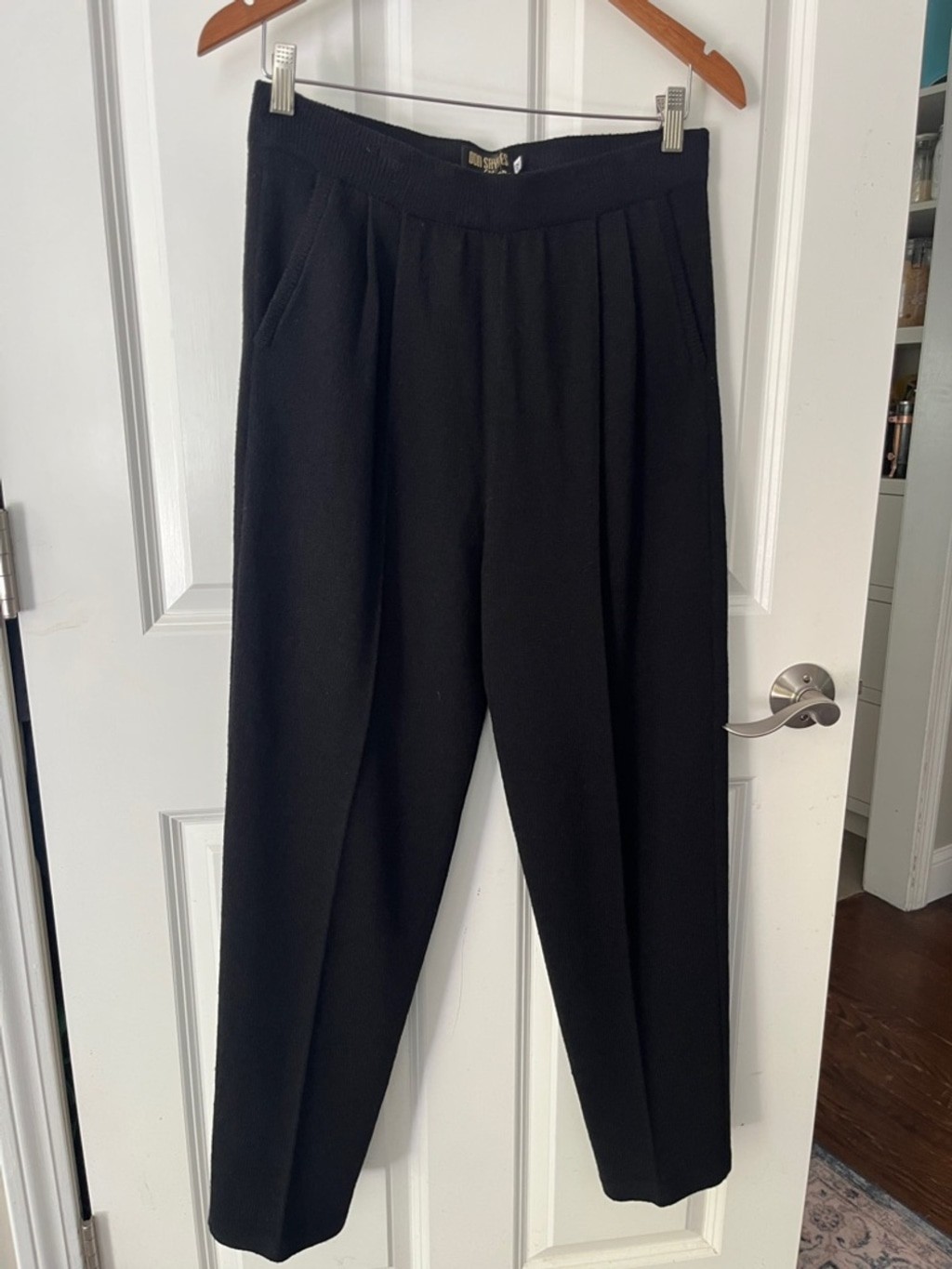 Don Sayres For Wellmore VINTAGE Black Wool Blend Knit Pants w/ pockets SAKS – 12