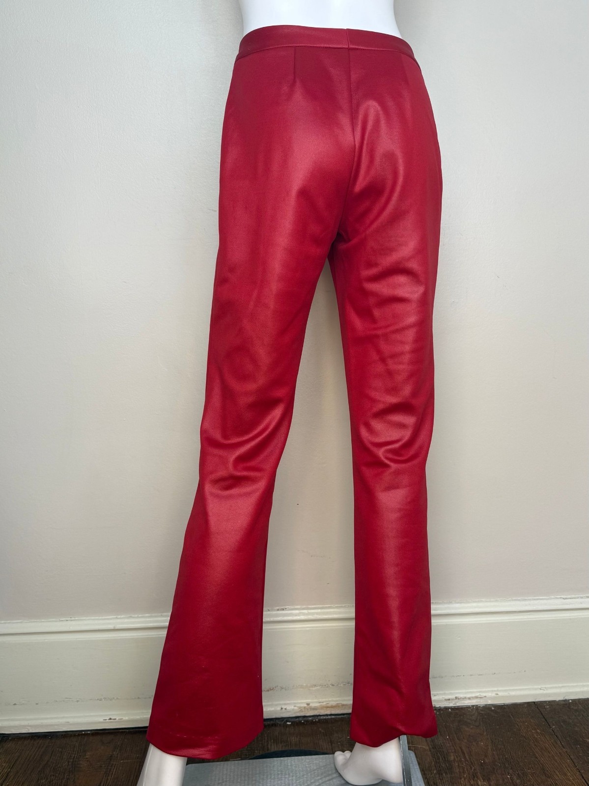 Vintage 1990s Shiny Red Pants Flare Leg 90s Star CCC City Clothing Co Stretchy
