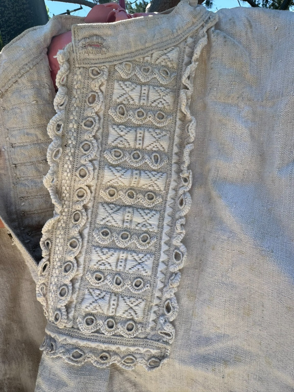 Beautiful Heavy Homespun Linen Czechoslovakian 19thc Antique Blouse