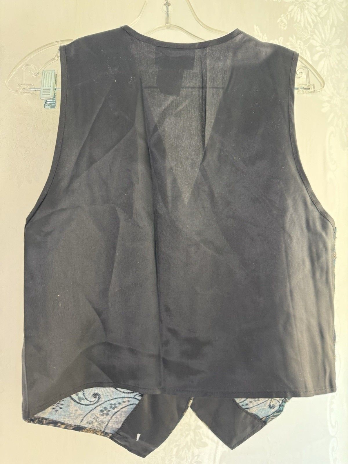 Anxiety Vintage Floral Patch Gold Metal Button Front Vest USA Medium