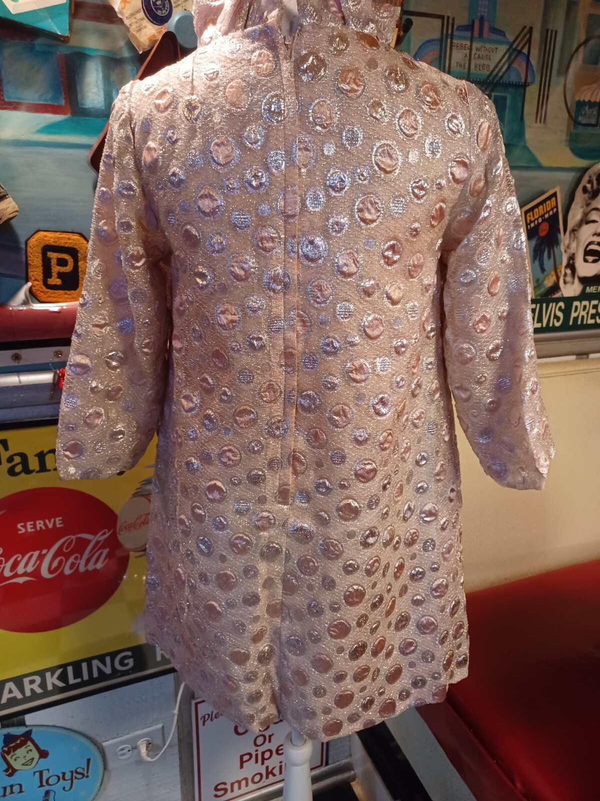 True VTG Mid-century 1960s A Line Swing GoGo Mini Dress Metallic MCM MOD Shift M