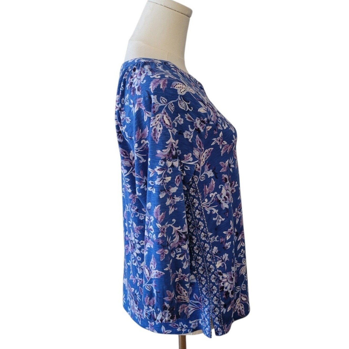 J. Jill Blue Floral Hippie Casual Top Size Small Petite