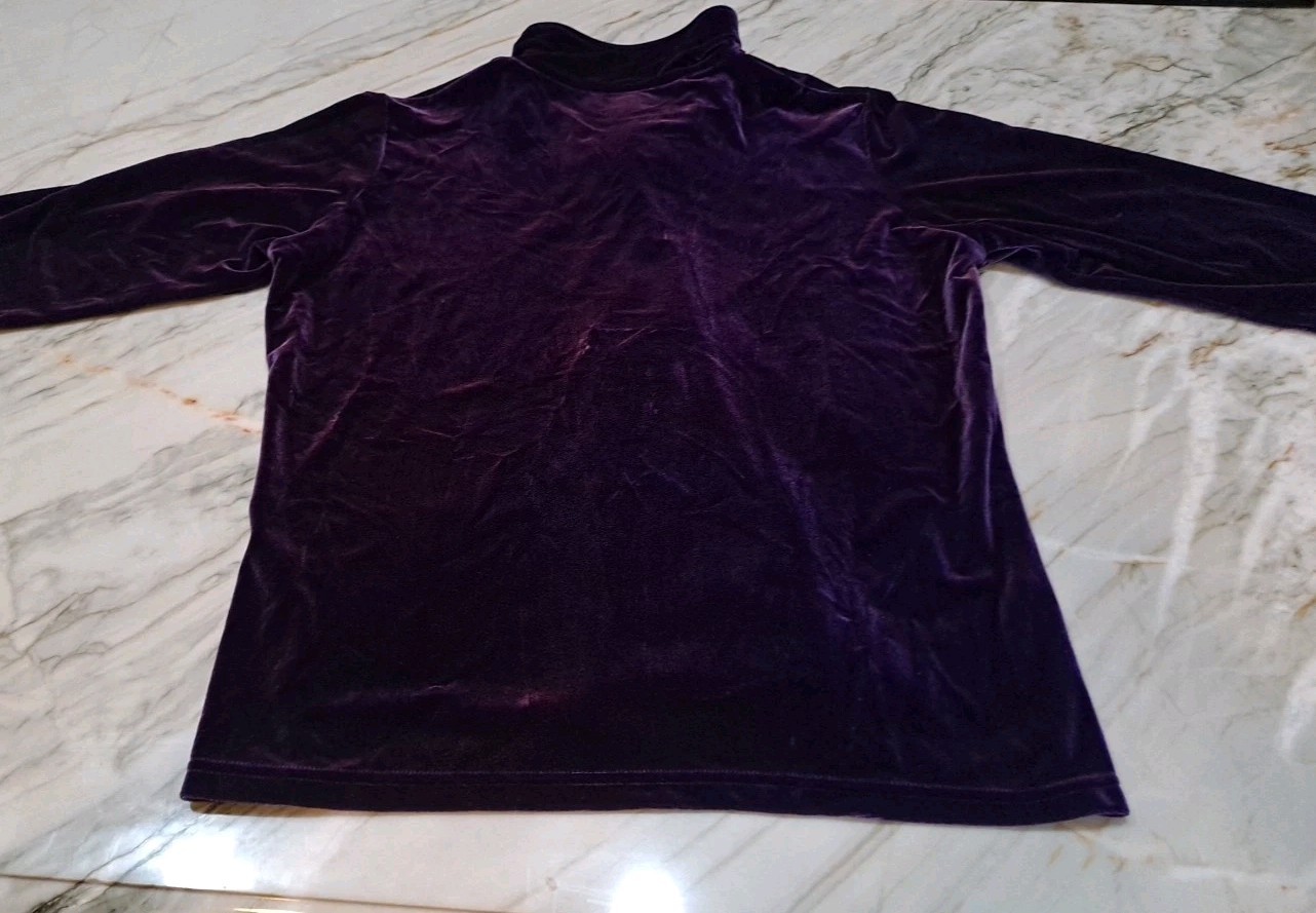 Vintage NOS Cambridge Dry Goods XL Purple Velvet Blouse Long Sleeve Top NWT XL