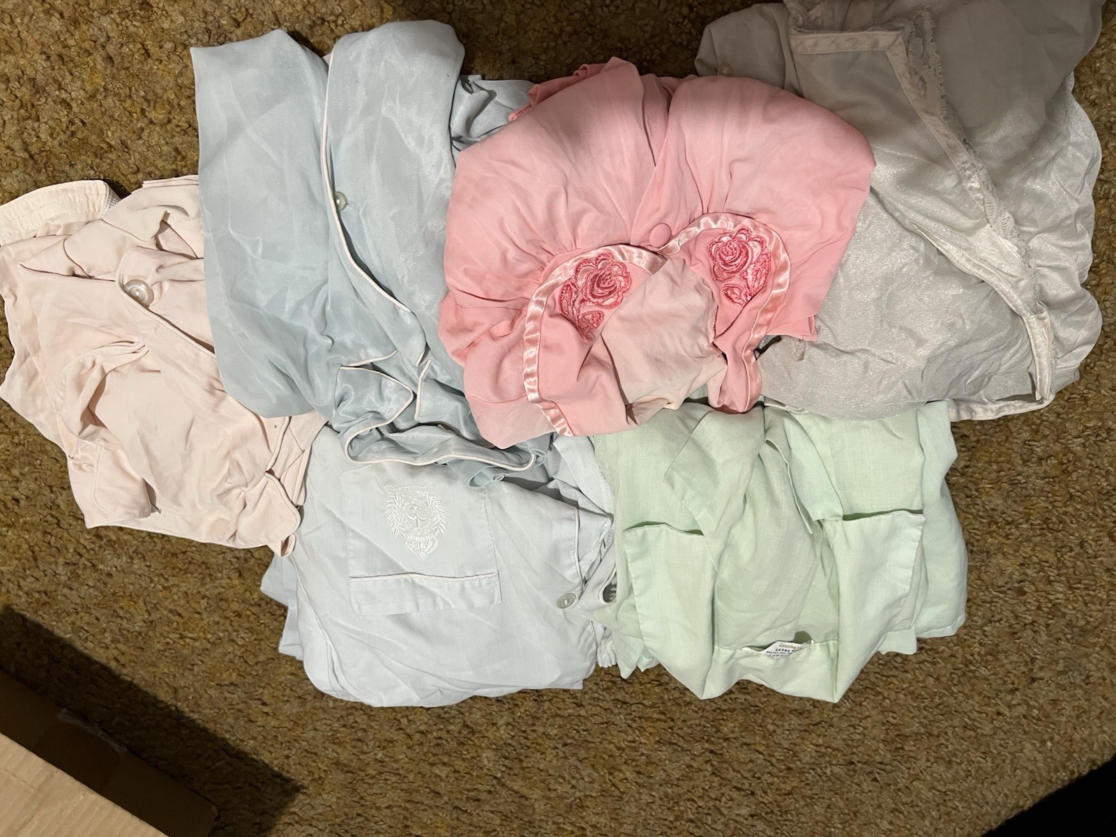 Vintage 4 Nylon PJ Sets And 2 Cotton Blend PJ Sets