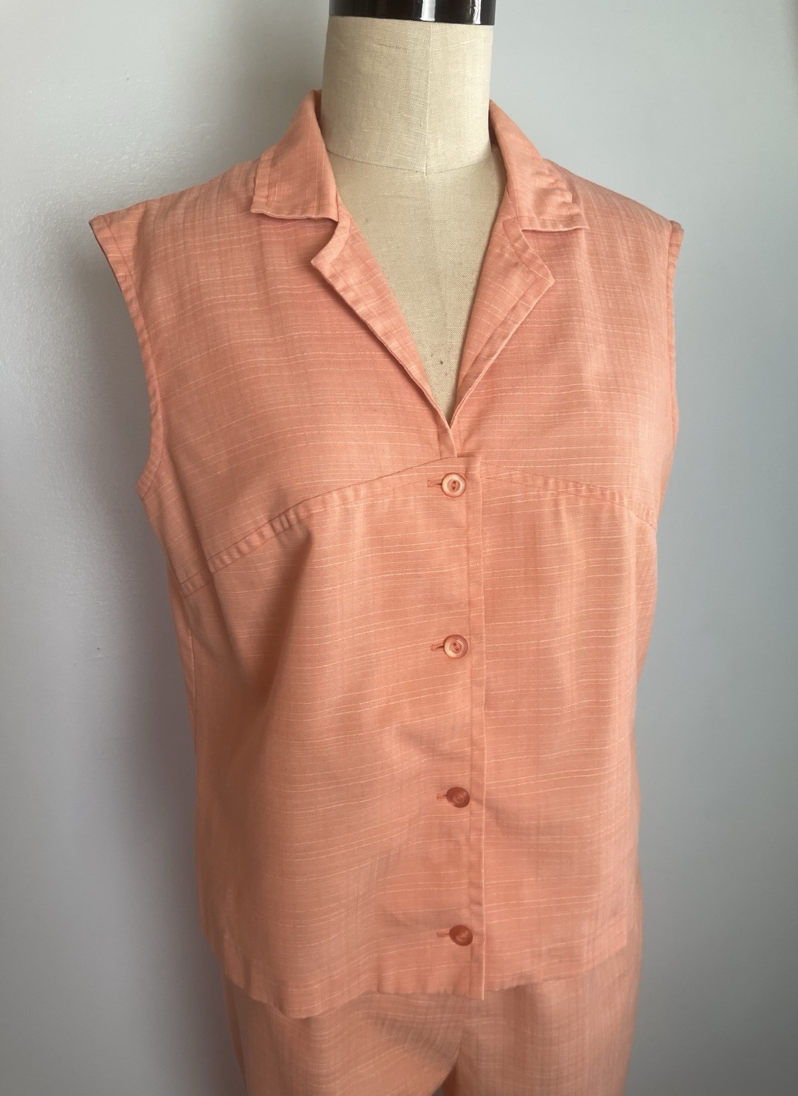Vintage Coral Koret Late 1960s 60s Sleeveless Top and Slacks Set