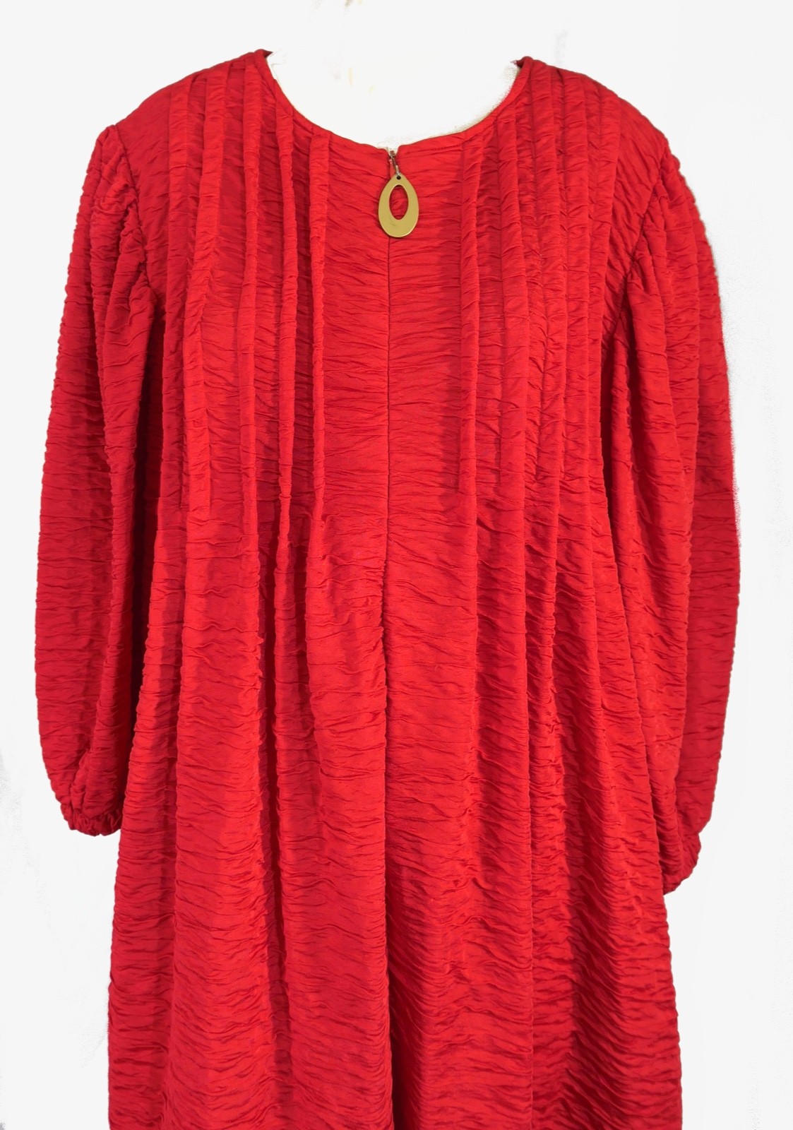 Retro Vintage Crinkle Red Caftan Lounger Dress Ariel Peter Keyloun 2X Plus