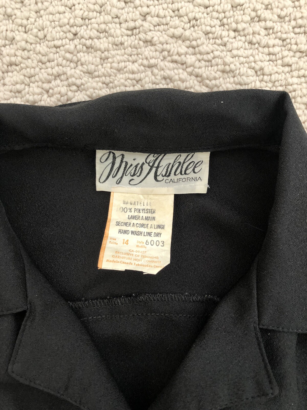 Vtg 80s MISS ASHLEE Nautical Shirt Dress Black 14 COOL