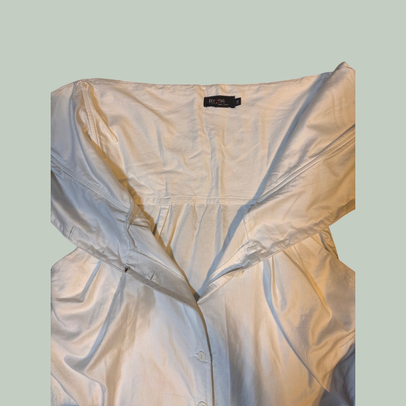 Regina Kravitz Strapless Button Front Midi Dress Pockets White Size 14 Vintage