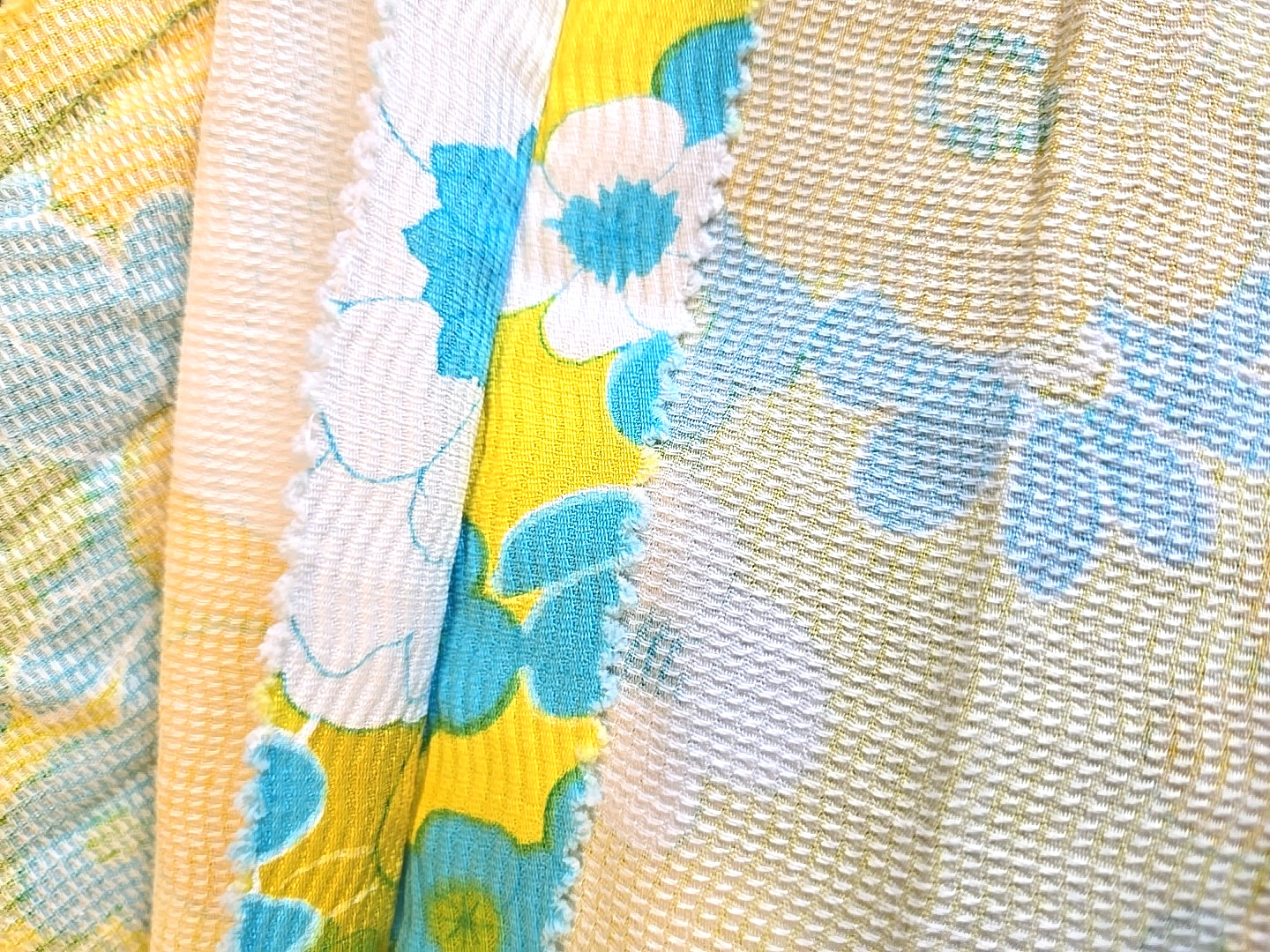 Vintage MOD 60s 70s YELLOW BLUE CREAM floral midi sundress size S/M/L Handmade