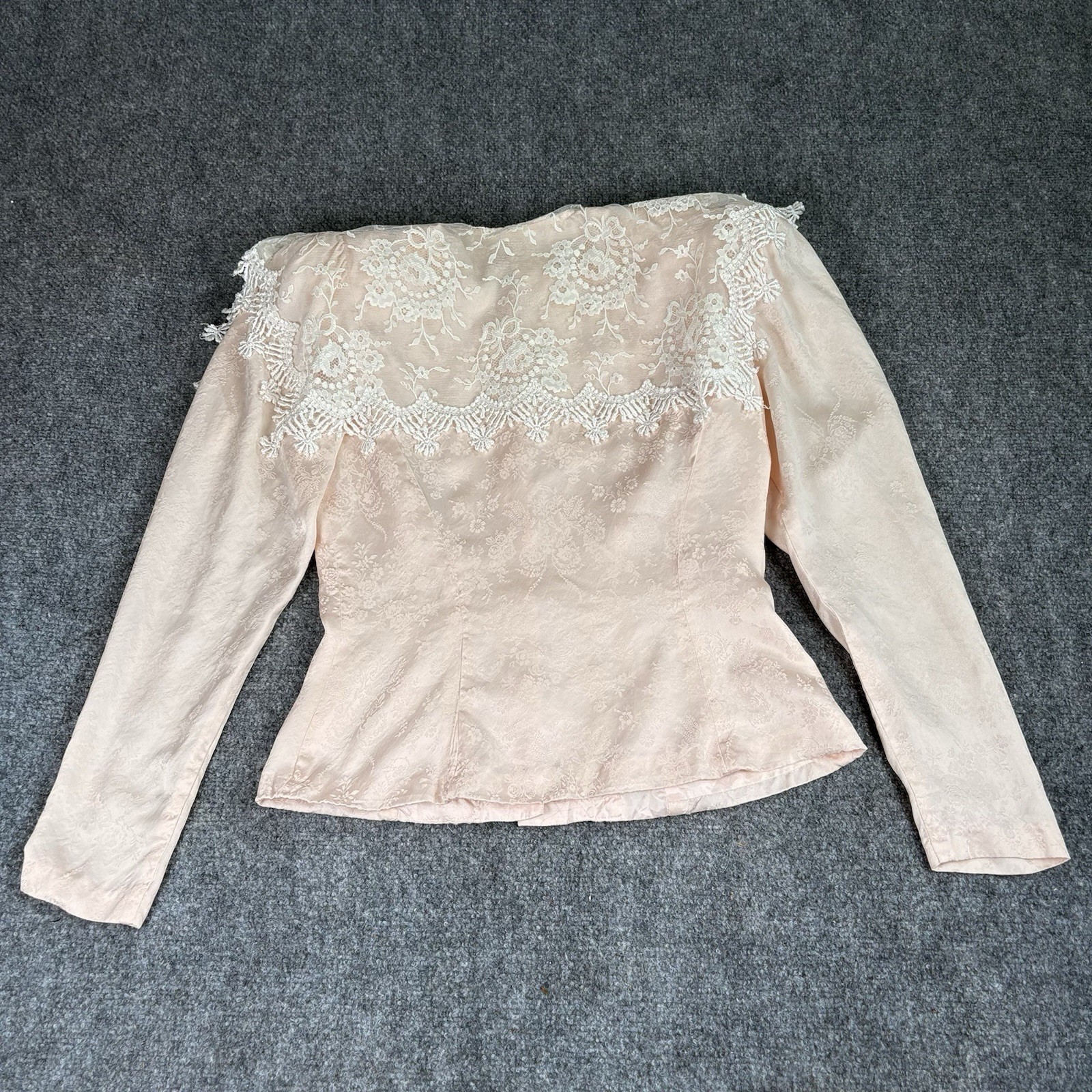 VTG 80’s Jessica McClintock Blouse 8 Pink Lace Pearl Buttons Victorian Cottage
