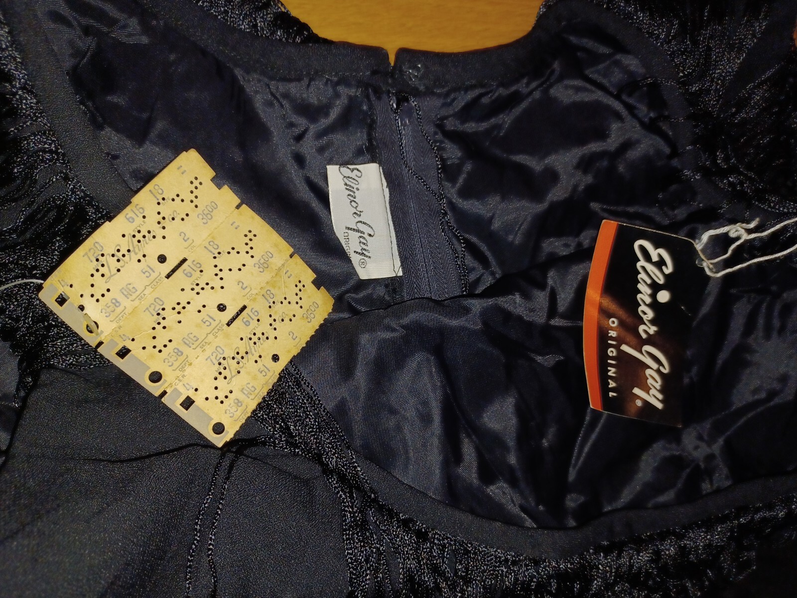 ELINOR GAY Black Fringe Vintage Dress Tags Attached Size 18
