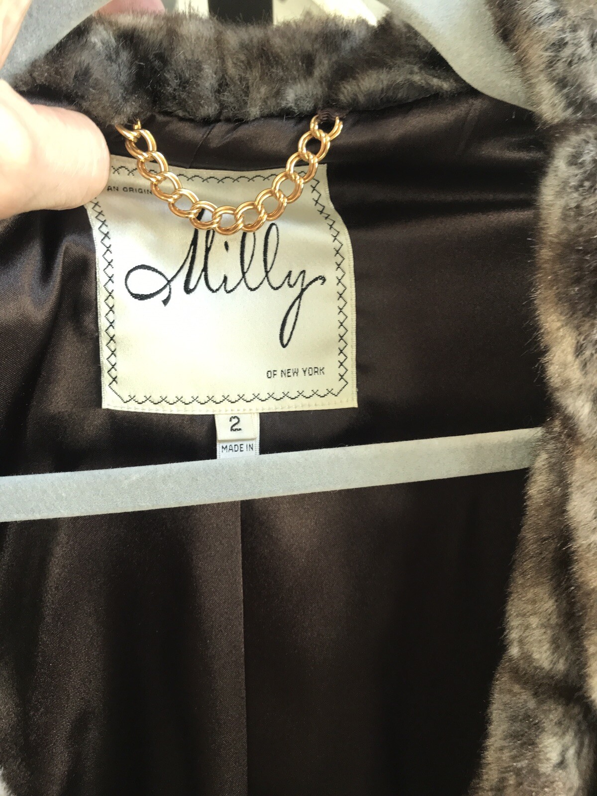 MILLY women’s shrug short cropped cape capelet jacket vest – fux fur – sz 2