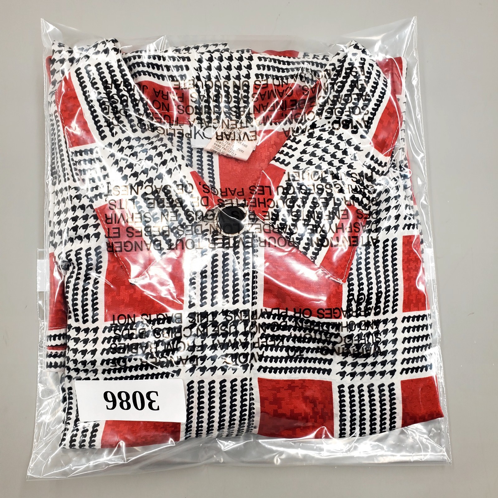 80s Koret Blouse Geometric Secretary Retro Bold Plaid Print Red Buttondown