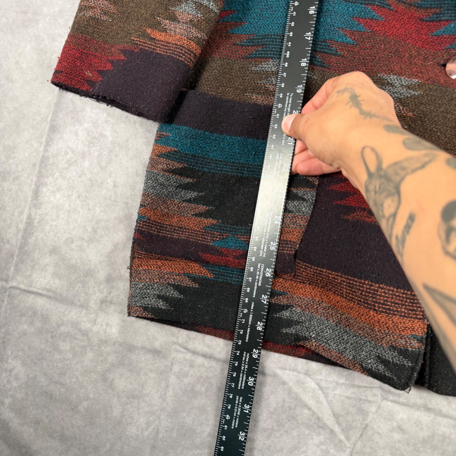 Vintage Wrapper USA Southwestern Aztec Blanket Blazer Jacket Multi Color