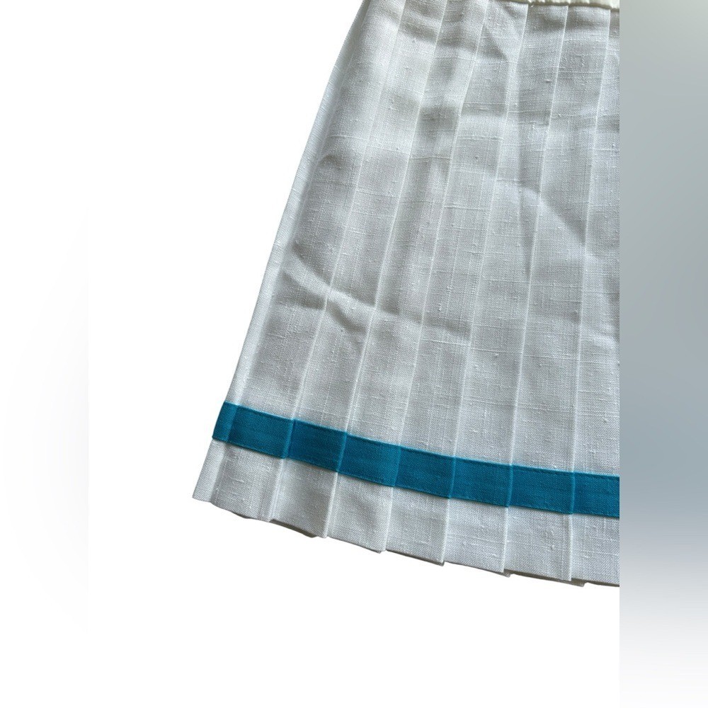 Preppy Tennis Cottage Fitness Vintage 90s White & Blue Pleated Comfy Cheer Skirt