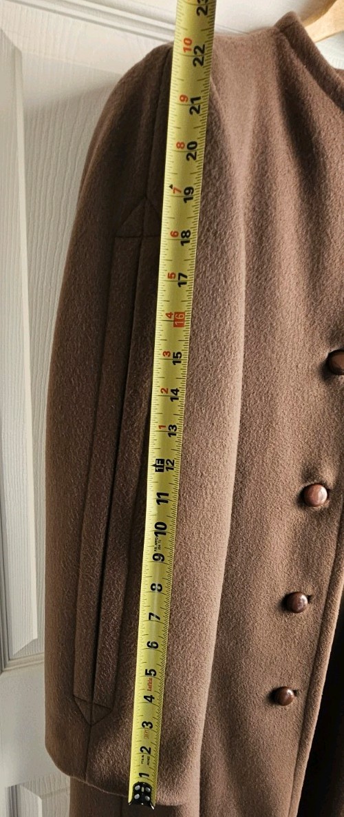 Vtg Sycamore Womans Brown Scarf Wrap Wool Coat Made In USA 100% Wool Read Desc.