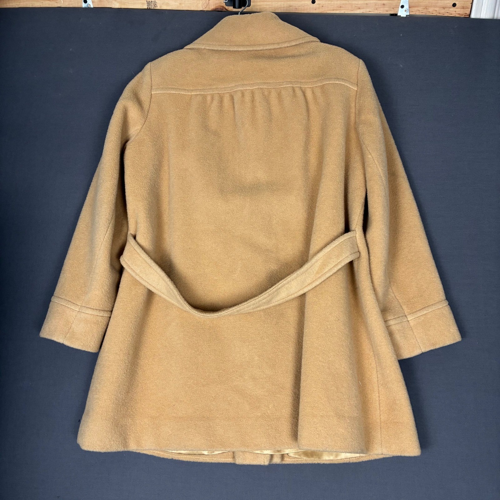 Vintage 70s Pendleton 100% Pure Wool Tan Car Coat Belted Waist Size Medium