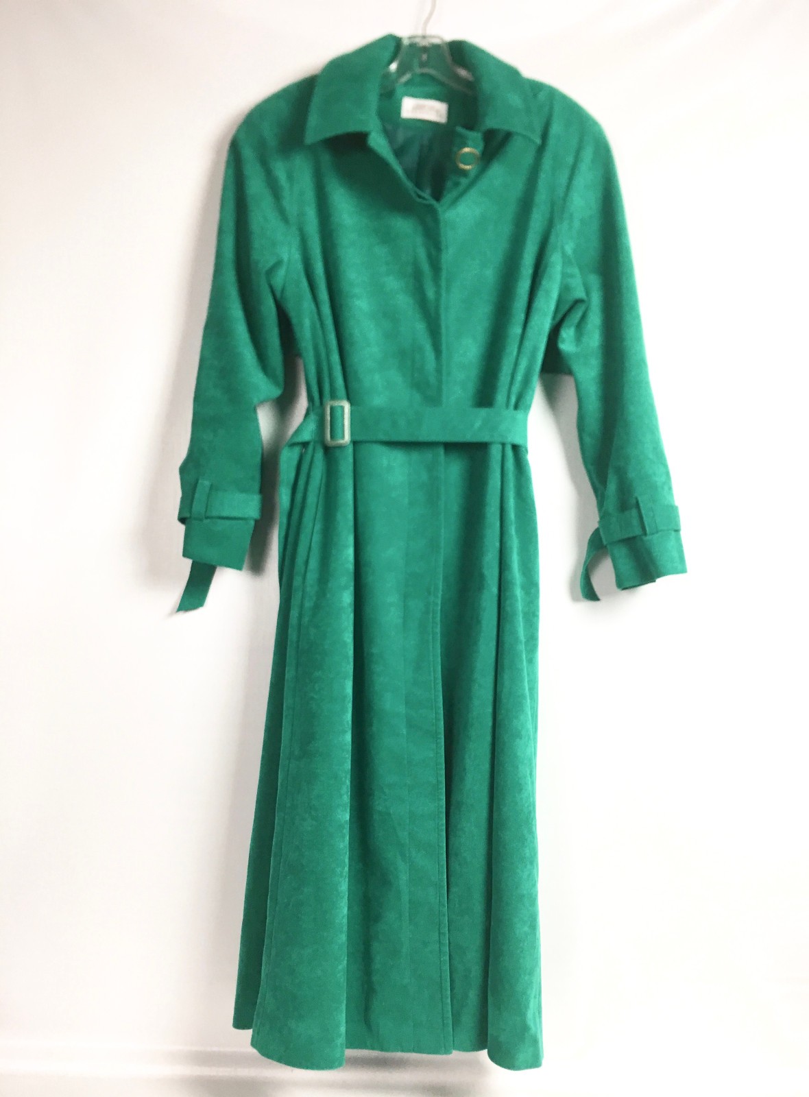 Lilli Ann Trench Coat Womens 10 12 Large Green Ultra Suede Vtg 80s Collection