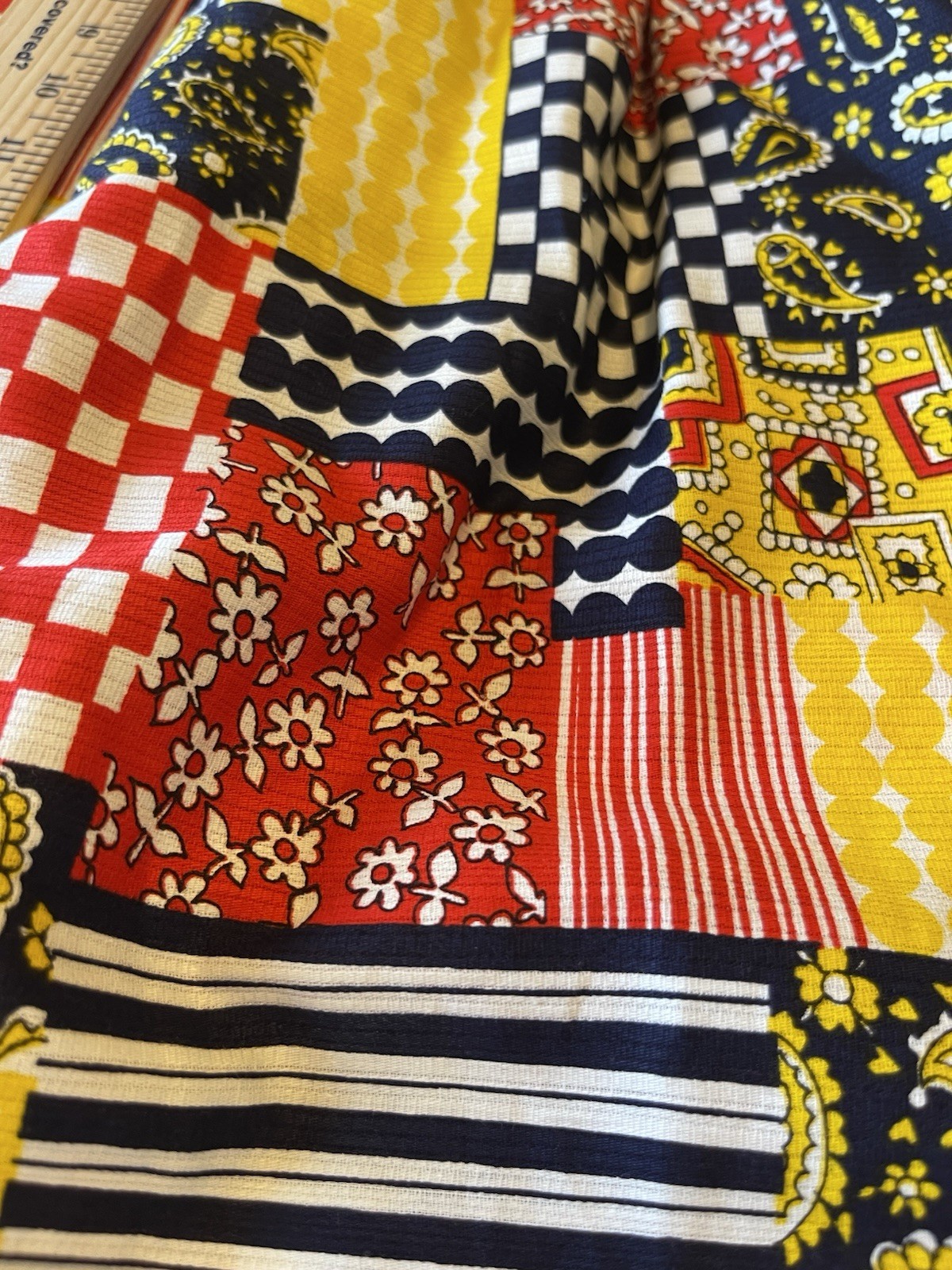 Vintage Handmade Patchwork A Line Full Flair Skirt