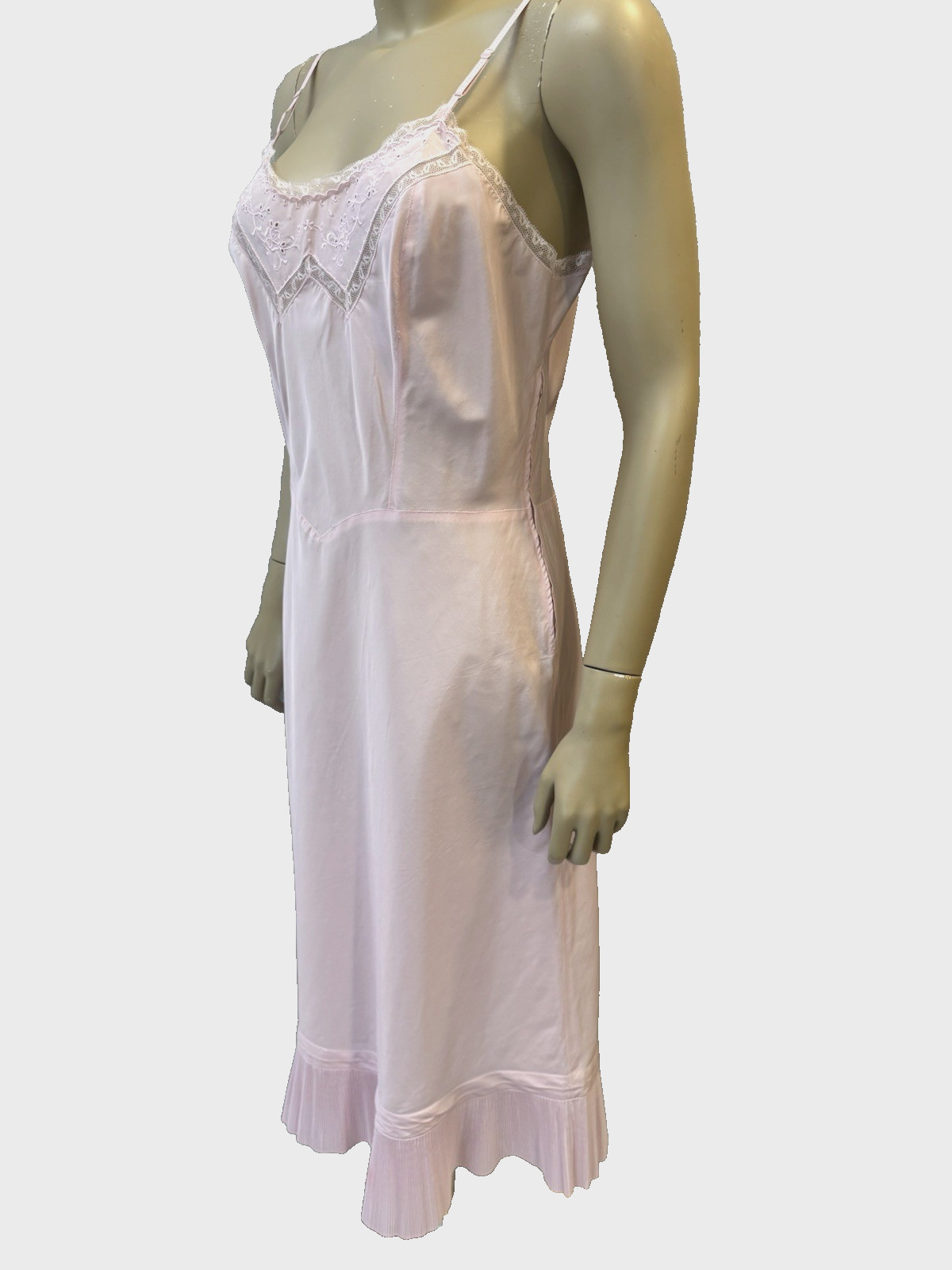 VTG BARBIZON Full Slip Dress Endear Tafredda, Crystal Pleats, Pink Sz M/L Grunge