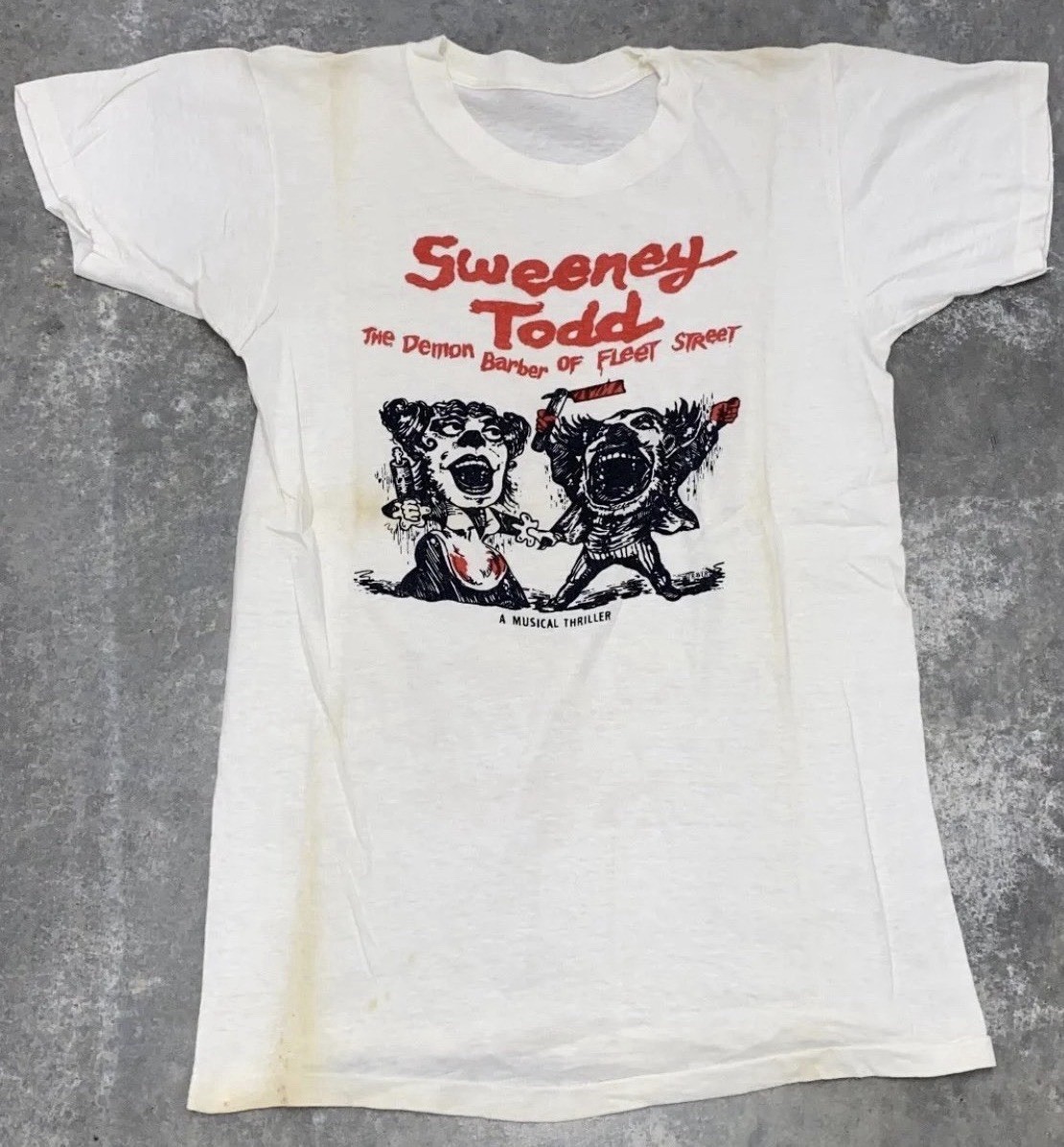 vtg Sweeney Todd the demon barber of fleet street Broadway Musical t shirt 1979