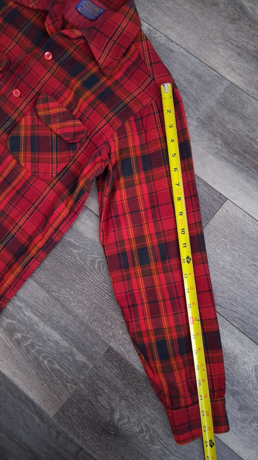 Vintage Pendleton Wool Tartan Plaid Flannel Shirt Red Blue Womans Size XL