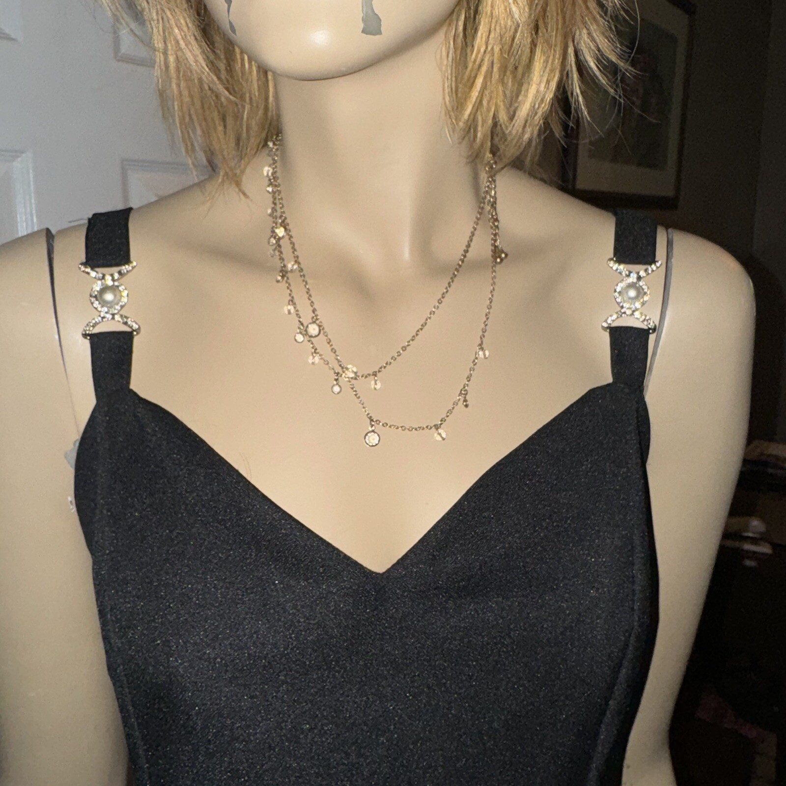 Nadine Black Dress 90’s Embellished Strap Womens 11 Halloween Vintage Boho Witch