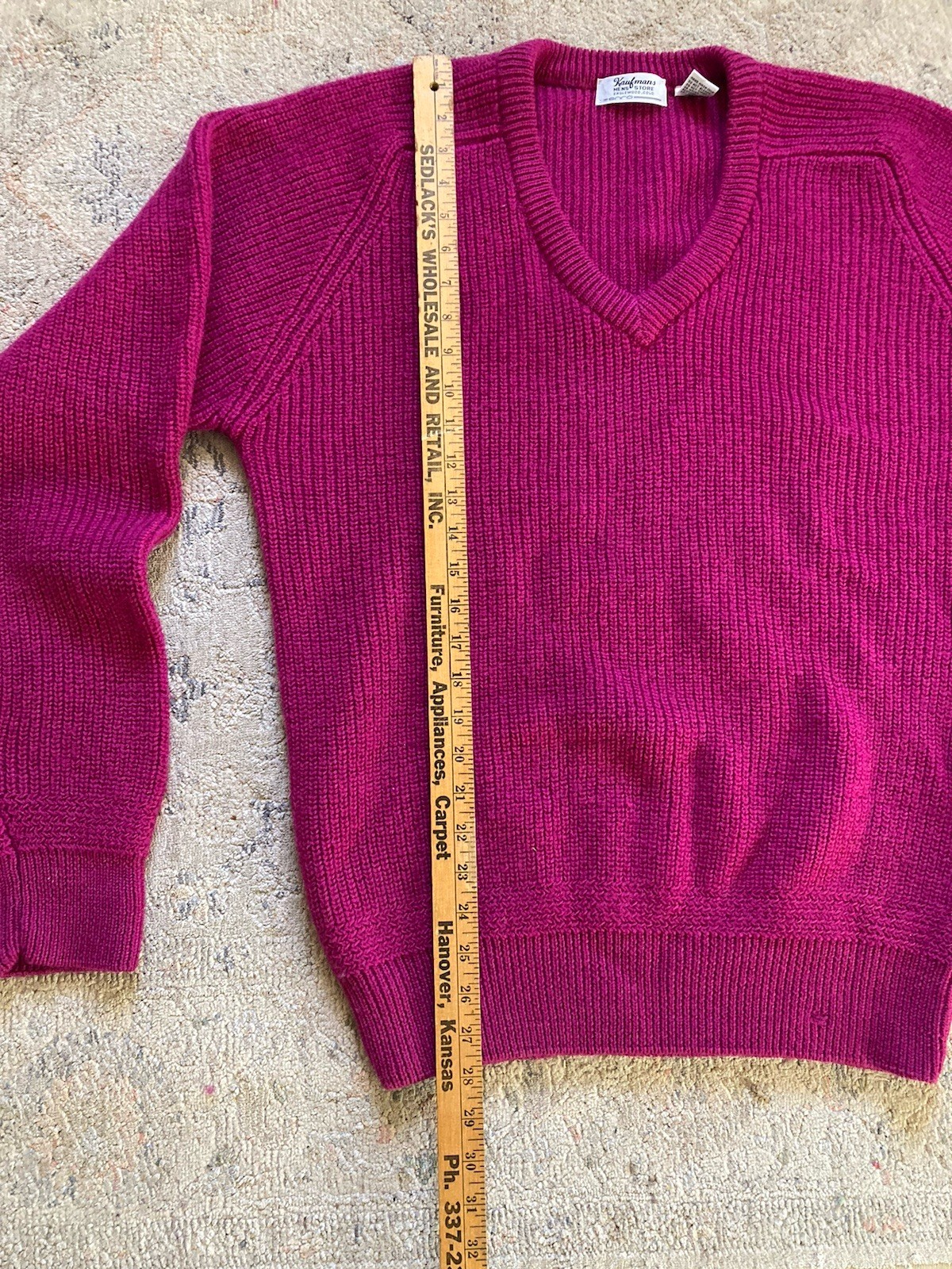 Vintage Wool Sweater XLT Chunky Fishermans Ribbed Knit 90s Preppy Pink Unisex