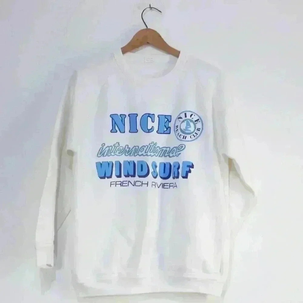 Vintage 80s Nice French Riviera Windsurf Beach Club Sweatshirt | M